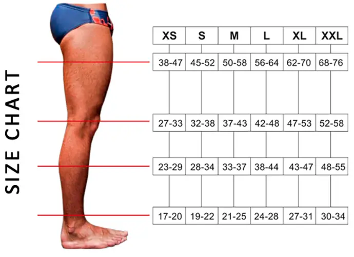 prosthesis cover - size chart